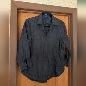 Chaps Black Linen Shirt